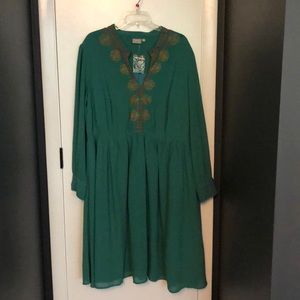 EShakti emerald crepe dress with embroidery